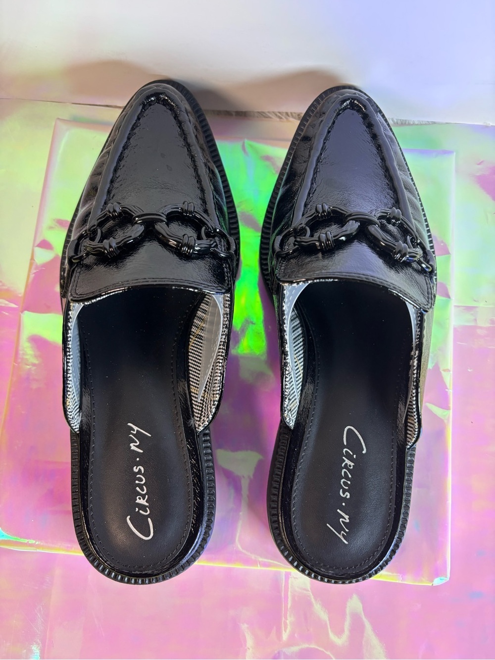 Circus by Sam Edelman Black Patent Chain-Accent Mule Loafers size 8 - Picture 15 of 15